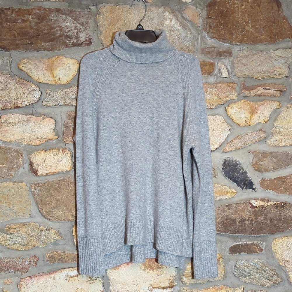 J. Crew Merino Wool Blend Gray Turtleneck Sweater